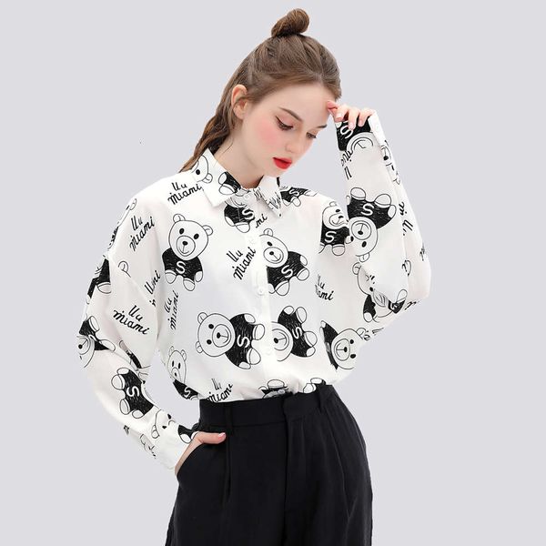 2021 new bear print chiffon white shirt, versatile shirt female minority hong kong flavor
2021 new bear print chiffon white shirt, versatile shirt female minority hong kong flavor