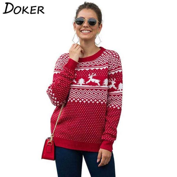 elk print christmas red sweater women autumn winter basic o-neck long sleeve jumper pullover vintage knitted sweaters femme 210603, White;black
elk print christmas red sweater women autumn winter basic o-neck long sleeve jumper pullover vintage knitted sweaters femme 210603, White;black