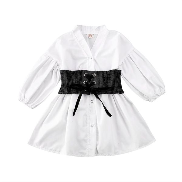 toddler girl puff sleeve solid white shirt children baby long autumn shirts with belt, White;black
toddler girl puff sleeve solid white shirt children baby long autumn shirts with belt, White;black