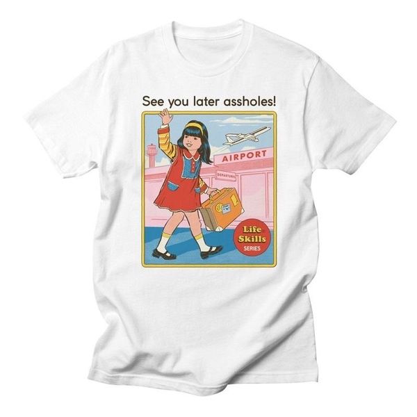 women's t-shirt see you later assholes print t shirt man women short sleeve vintage style 80s 90s street tee, White
women's t-shirt see you later assholes print t shirt man women short sleeve vintage style 80s 90s street tee, White
