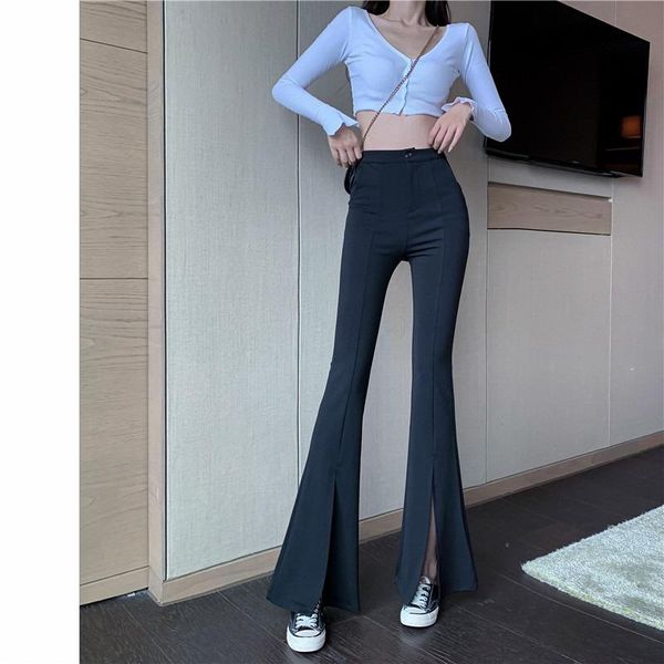 women's pants & capris 2021 quarter elastic waist solid flare stretchy bell bottom black split suit trousers arrival clothing, Black;white
women's pants & capris 2021 quarter elastic waist solid flare stretchy bell bottom black split suit trousers arrival clothing, Black;white