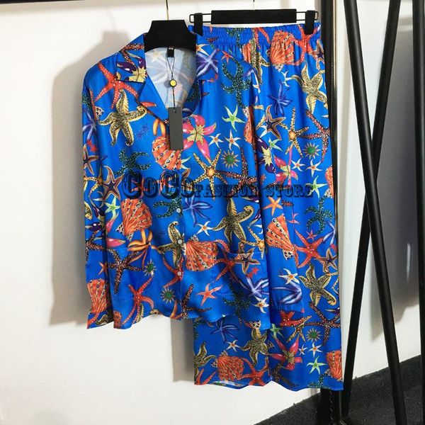 women's two piece pants luxury classic starfish series print clothes long sleeve high waist leg trousers 2 set outfits for women, White
women's two piece pants luxury classic starfish series print clothes long sleeve high waist leg trousers 2 set outfits for women, White