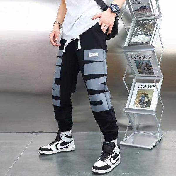 men's pants 2021 autumn sports trousers street personality sweatpants comfortable cotton letter stitching printing, Black