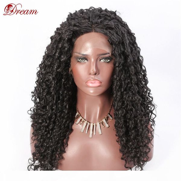 dream lace front wigs synthetic hair 1# color pure color curly 20 inch density 150%, Black
dream lace front wigs synthetic hair 1# color pure color curly 20 inch density 150%, Black