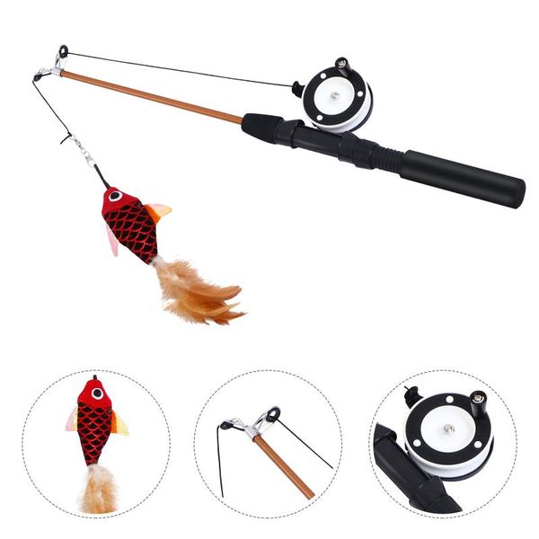 cat toys interactive teaser wand extendable pet teasing stick