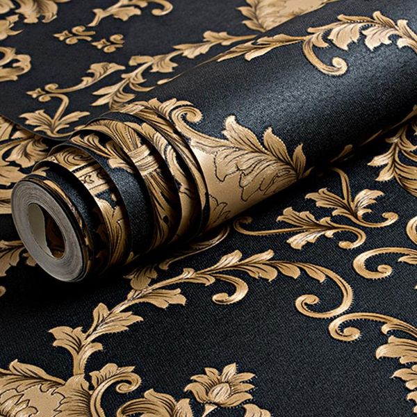 wallpapers high grade black gold luxury embossed texture metallic 3d damask wallpaper for wall roll washable pvc
wallpapers high grade black gold luxury embossed texture metallic 3d damask wallpaper for wall roll washable pvc