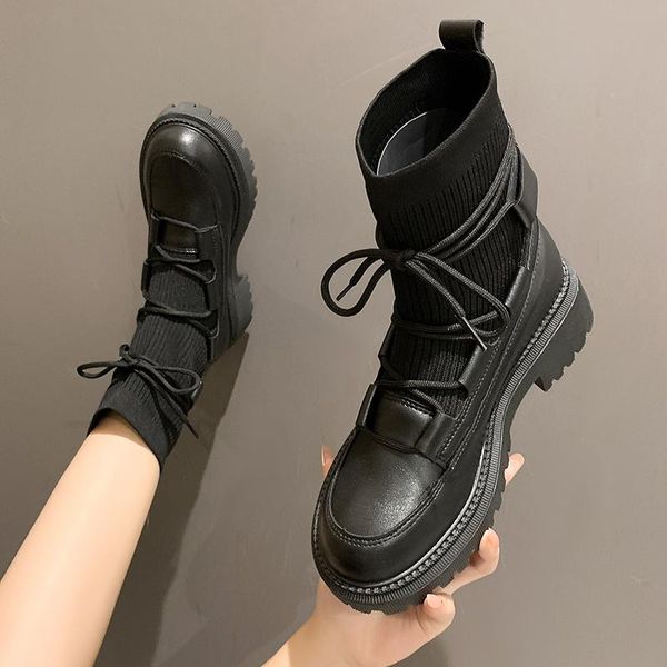 boots winter 2021 est lace-up sock ankle women's shoes round toe thick bottom heel short autumn heightening motorcycle, Black
boots winter 2021 est lace-up sock ankle women's shoes round toe thick bottom heel short autumn heightening motorcycle, Black