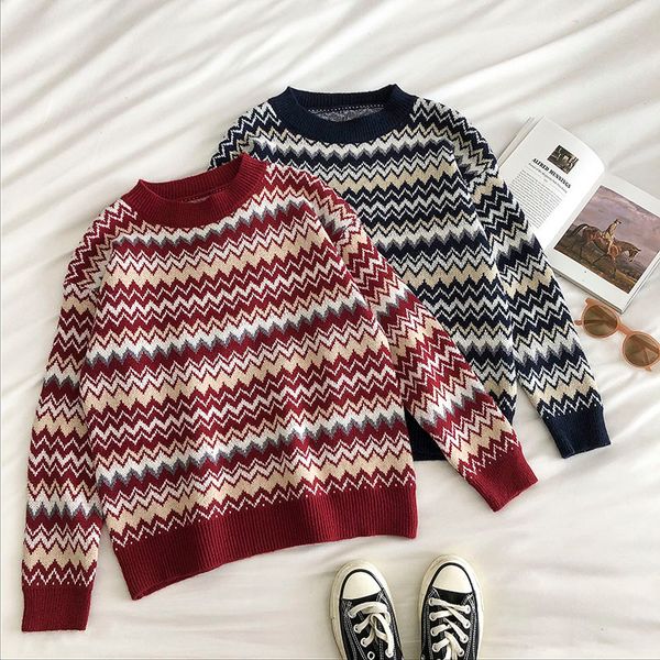 2021 vintage wavy stripe sweater women jumper new autumn winter long sleeved korean casual pullover woman knitted sweaters ih0e, White;black
2021 vintage wavy stripe sweater women jumper new autumn winter long sleeved korean casual pullover woman knitted sweaters ih0e, White;black