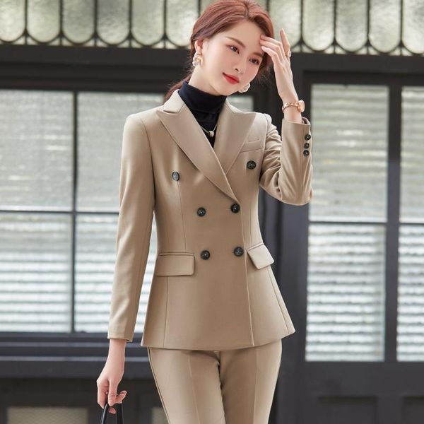 women's two piece pants 2021 autumn and winter professional wear casual office sets double breasted ladies jacket two-piece fashion tro, White
women's two piece pants 2021 autumn and winter professional wear casual office sets double breasted ladies jacket two-piece fashion tro, White