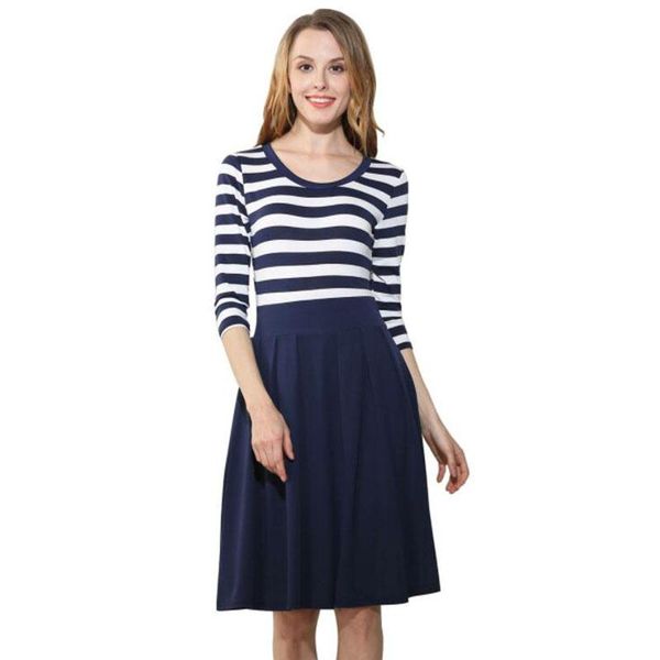 casual dresses 2021 spring summer women round neck fashion black and white striped three quarter sleeve swing dress plus size, Black;gray
casual dresses 2021 spring summer women round neck fashion black and white striped three quarter sleeve swing dress plus size, Black;gray