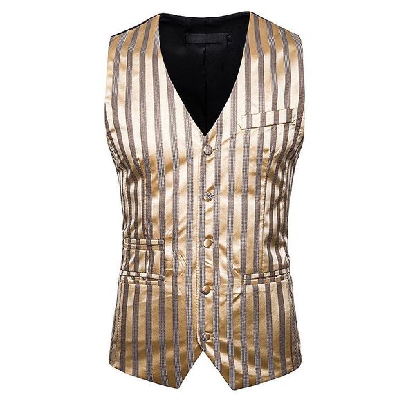 men's vests men paillette waistcoat luxurious gold white black gray striped wedding groom vest gilet homme dj bar singers costume us xx, Black;white
men's vests men paillette waistcoat luxurious gold white black gray striped wedding groom vest gilet homme dj bar singers costume us xx, Black;white