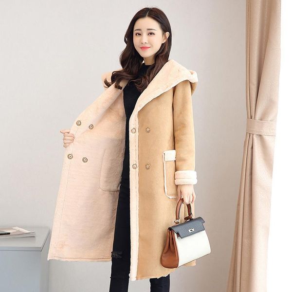 women's fur & faux lamb wool coat women korean winter thick warm windbreaker outer wear hooded deerskin velvet mid-length jacket female, Black
women's fur & faux lamb wool coat women korean winter thick warm windbreaker outer wear hooded deerskin velvet mid-length jacket female, Black