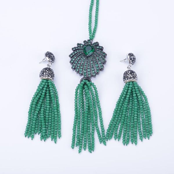 earrings & necklace bohemia boho micro paved cz zircon rhinestone tree charm green beaded tassel dangle earring jewelry set for women, Silver
earrings & necklace bohemia boho micro paved cz zircon rhinestone tree charm green beaded tassel dangle earring jewelry set for women, Silver