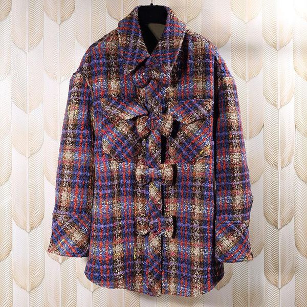 women's wool & blends france style elegant plaid loose overcoat autumn winter tweed coat c625, Black
women's wool & blends france style elegant plaid loose overcoat autumn winter tweed coat c625, Black