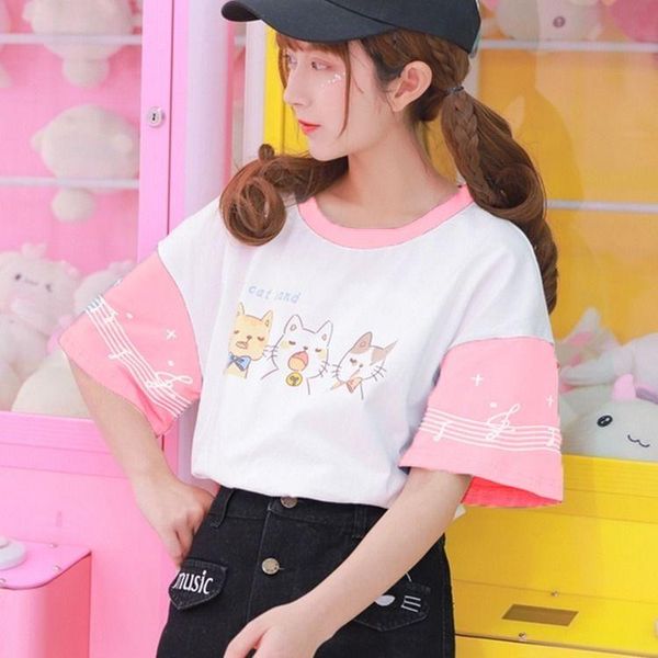 women's t-shirt japanese sen female short-sleeved summer korean version loose cute cat student bf harajuku style shirt, White
women's t-shirt japanese sen female short-sleeved summer korean version loose cute cat student bf harajuku style shirt, White