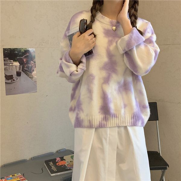 women's sweaters 2021 women fall winter gentle tie-dye loose outer wear jumper sweet pullover long-sleeved knitted clothes, White;black
women's sweaters 2021 women fall winter gentle tie-dye loose outer wear jumper sweet pullover long-sleeved knitted clothes, White;black
