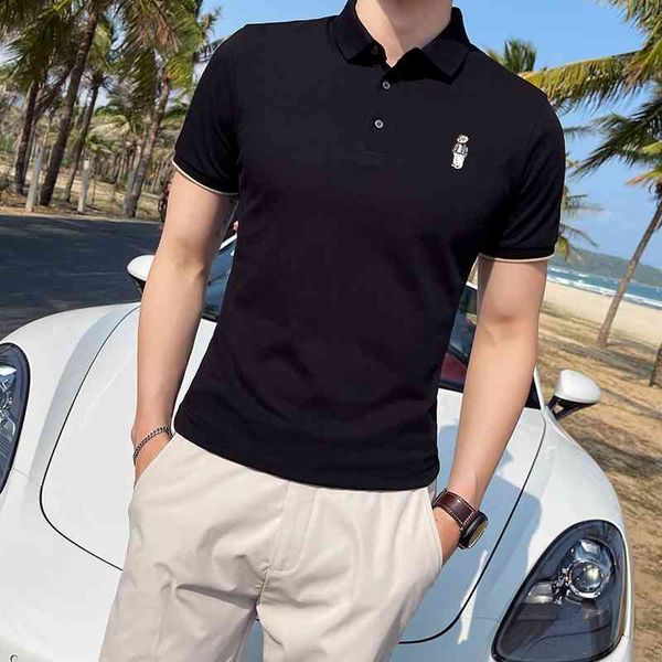 embroidery polo shirts men summer short sleeve lapel business shirts british style solid color casual slim tee 210527, White;black
embroidery polo shirts men summer short sleeve lapel business shirts british style solid color casual slim tee 210527, White;black
