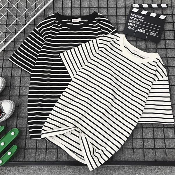 women's t-shirt sweet black white stripe women summer loose harajuku short sleeve clothes vogue tee shirt couple
women's t-shirt sweet black white stripe women summer loose harajuku short sleeve clothes vogue tee shirt couple