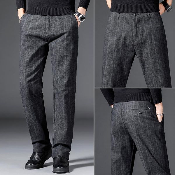 men's pants baggy business suit classic style male loose straight stretch stripe formal office trousers autumn, Black
men's pants baggy business suit classic style male loose straight stretch stripe formal office trousers autumn, Black