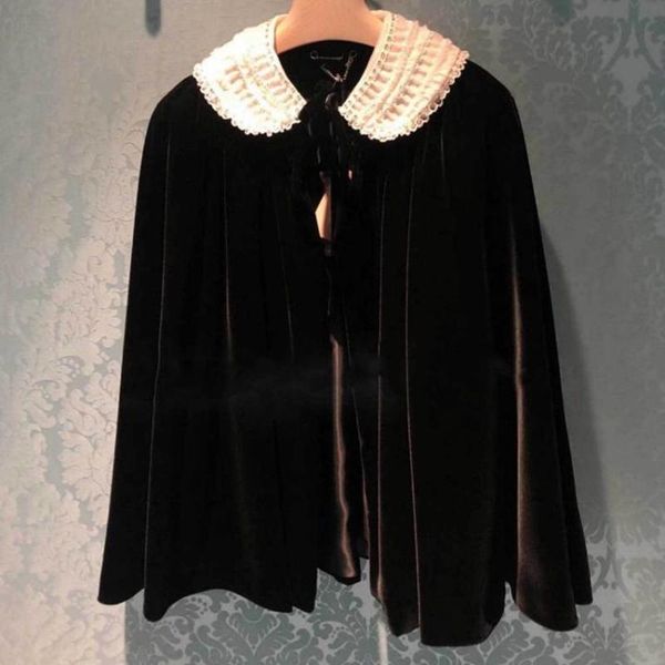 women's wool & blends autumn winter french velvet cloak coat women small fragrance heavy industry lace pearl beading cape outwear, Black
women's wool & blends autumn winter french velvet cloak coat women small fragrance heavy industry lace pearl beading cape outwear, Black