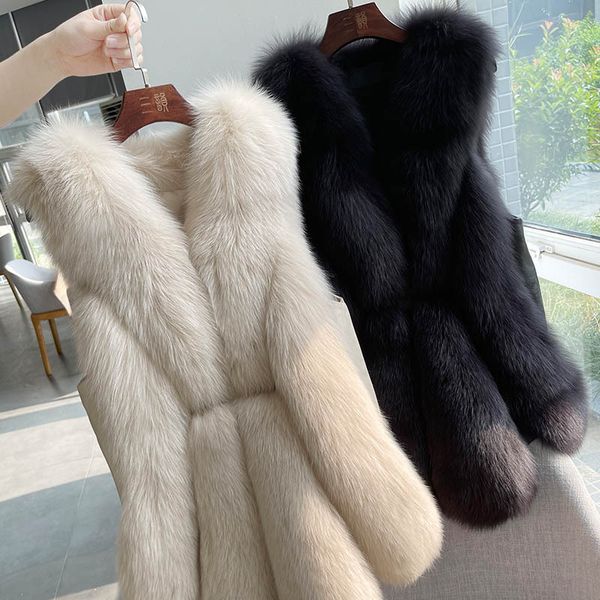 net red autumn winter fur vest dress f-o-x hair medium long slim korean women's vest thickened and warm, Black
net red autumn winter fur vest dress f-o-x hair medium long slim korean women's vest thickened and warm, Black