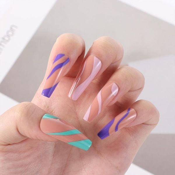 nail art kits 24pcs/box colorful wavy striped long ballerina false nails wearable coffin artificial fake full cover tips with glue
nail art kits 24pcs/box colorful wavy striped long ballerina false nails wearable coffin artificial fake full cover tips with glue