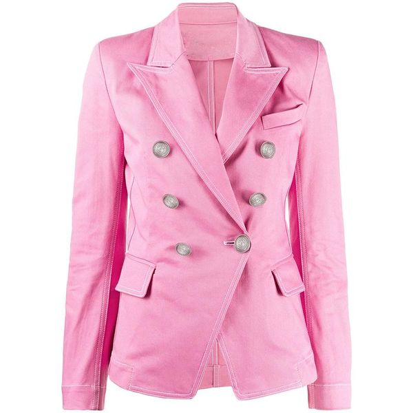 women's suits & blazers high street est 2021 designer blazer jacket classic double breasted lion buttons stitching contrast denim, White;black
women's suits & blazers high street est 2021 designer blazer jacket classic double breasted lion buttons stitching contrast denim, White;black