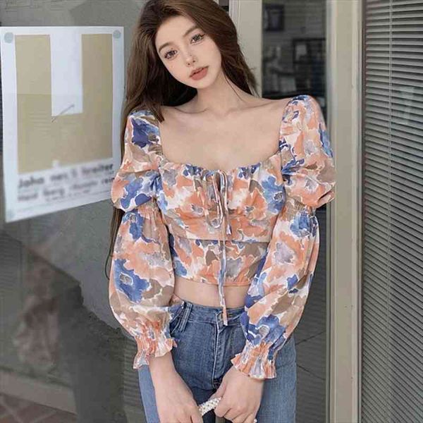 womens fashion shirt korean style square collar floral print sweet long sleeves chiffon blouses, White;black
womens fashion shirt korean style square collar floral print sweet long sleeves chiffon blouses, White;black