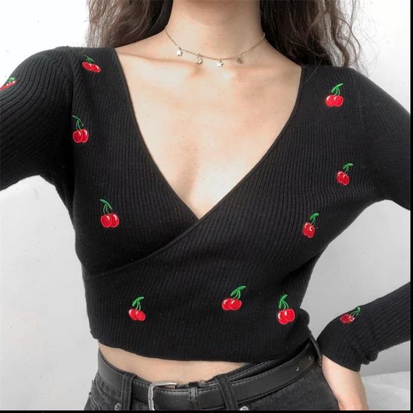 women sweater women embroidery cherry knitted wrap rib crop knit pullover drop shipping high quality, White;black
women sweater women embroidery cherry knitted wrap rib crop knit pullover drop shipping high quality, White;black