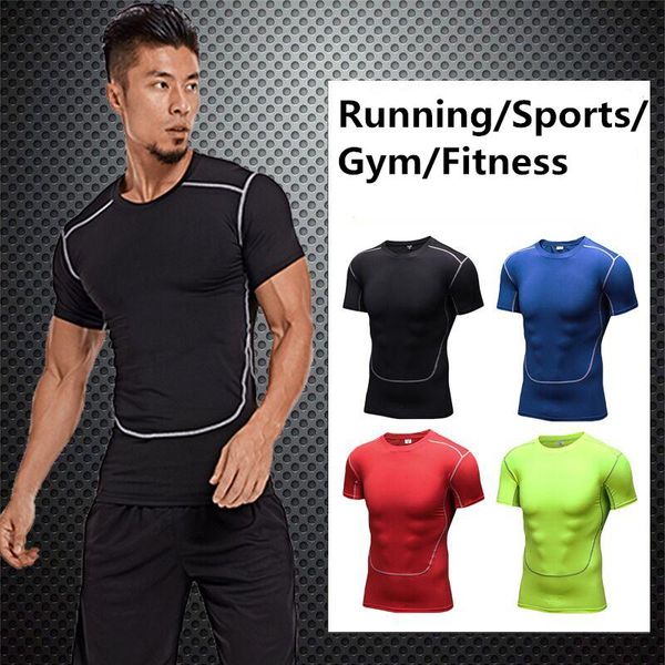 men's sports short sleeve sportswear running tights t shirts gym compression fitness jogger training pro top, Black;blue
men's sports short sleeve sportswear running tights t shirts gym compression fitness jogger training pro top, Black;blue