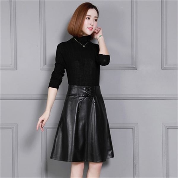 new fashion genuine sheep hide k38 skirt 49v3, Black