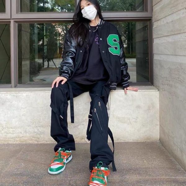 men's pants european and american street style bandage multi pocket straight overalls women's flared casual, Black
men's pants european and american street style bandage multi pocket straight overalls women's flared casual, Black