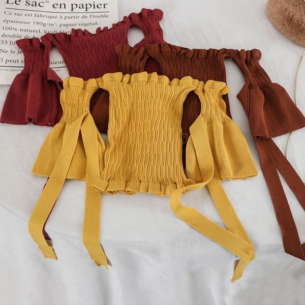 women's blouses & shirts 2021 summer women slash neck flare sleeve ruffles bow shirt lady short bandage strap elastic slim waist knitte, White
women's blouses & shirts 2021 summer women slash neck flare sleeve ruffles bow shirt lady short bandage strap elastic slim waist knitte, White