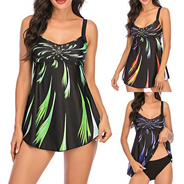 women's swimwear women bikinis fashion plus size printed strappy back tankini set two piece swimsuits suit high waist conservative swim, White;black
women's swimwear women bikinis fashion plus size printed strappy back tankini set two piece swimsuits suit high waist conservative swim, White;black
