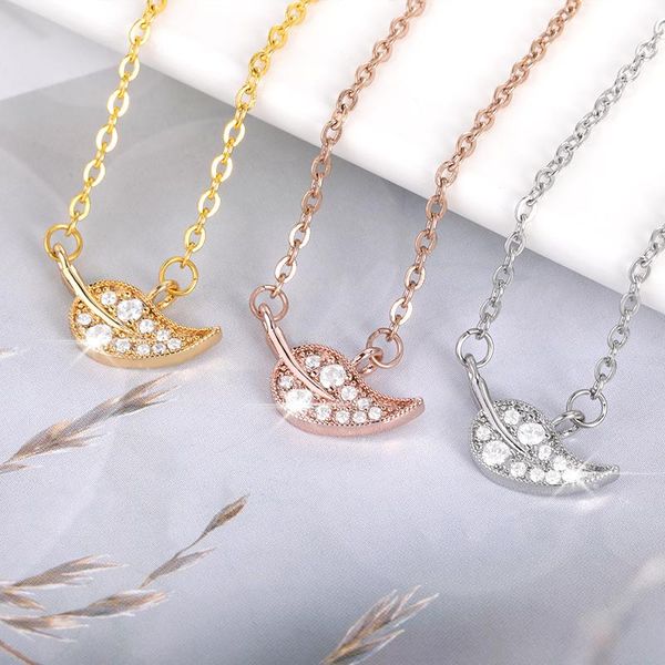 pendant necklaces fashion zirconia leaf necklace delicate jewelry rose gold leaves crystals friends gifts, Silver
pendant necklaces fashion zirconia leaf necklace delicate jewelry rose gold leaves crystals friends gifts, Silver