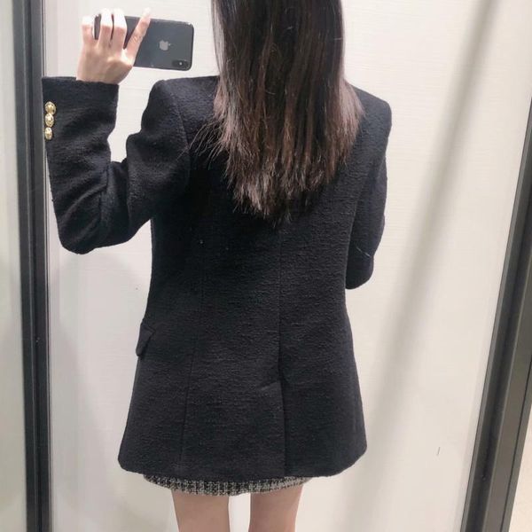 women's suits & blazers superaen 2021 style textured woolen jacket metal double breasted notched full solid women, White;black
women's suits & blazers superaen 2021 style textured woolen jacket metal double breasted notched full solid women, White;black