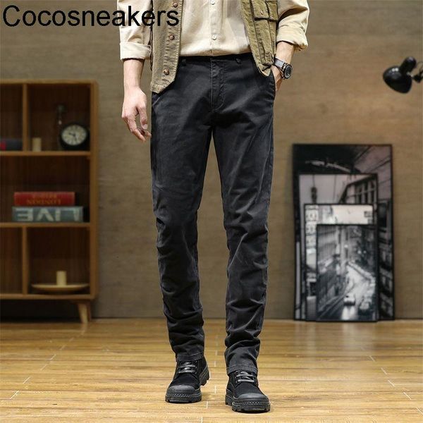 men's pants heavy washed dyed used slim fit pure cotton elastic casual control, Black
men's pants heavy washed dyed used slim fit pure cotton elastic casual control, Black