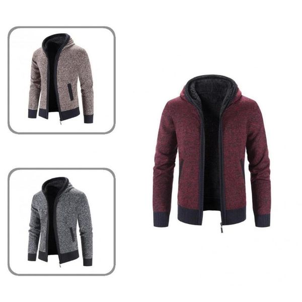 men's sweaters trendy cardigan sweater stretchy casual hooded warm male knitted coat, White;black
men's sweaters trendy cardigan sweater stretchy casual hooded warm male knitted coat, White;black