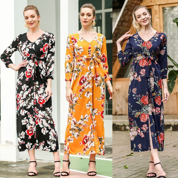 2021 new elegant flower women vintage print v neck long sleeve split beach dress autumn high waist sashes lady dresses vestido ke4j, Black;gray
2021 new elegant flower women vintage print v neck long sleeve split beach dress autumn high waist sashes lady dresses vestido ke4j, Black;gray