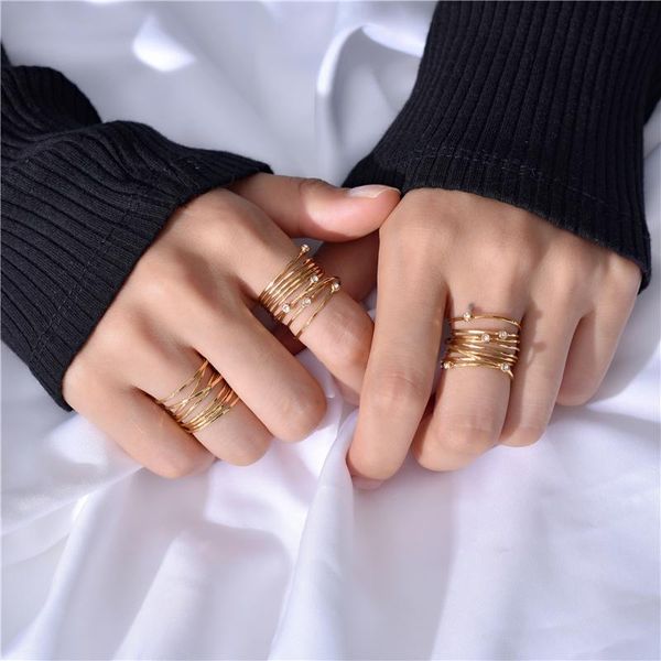 cluster rings fflacell korean retro simple metal matte gold silver geometric multilayer rhinestone open ring adjustable for women girl jewel, Golden;silver
cluster rings fflacell korean retro simple metal matte gold silver geometric multilayer rhinestone open ring adjustable for women girl jewel, Golden;silver