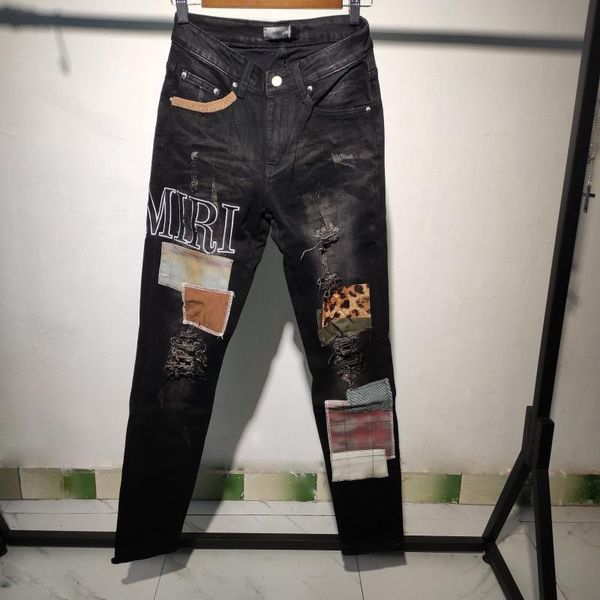 men's jeans high street black stretch jean designer mens embroidery patchwork fashion brand men spijkerbroeken heren, Blue
men's jeans high street black stretch jean designer mens embroidery patchwork fashion brand men spijkerbroeken heren, Blue