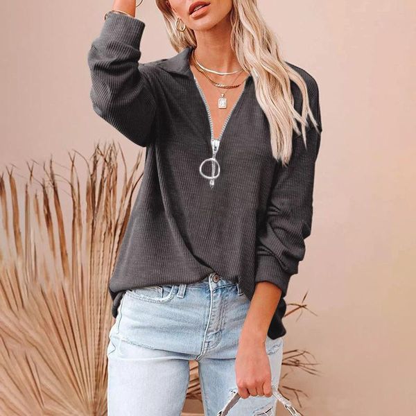 women's blouses & shirts spring solid loose pullover sweatshirt autumn long sleeve streetwear shirt women fashion zipper turn-down col, White
women's blouses & shirts spring solid loose pullover sweatshirt autumn long sleeve streetwear shirt women fashion zipper turn-down col, White