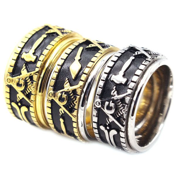fraternity association masons ring asonry symbol asons turn masonic stainless steel men's solid rotate rings, Golden;silver
fraternity association masons ring asonry symbol asons turn masonic stainless steel men's solid rotate rings, Golden;silver