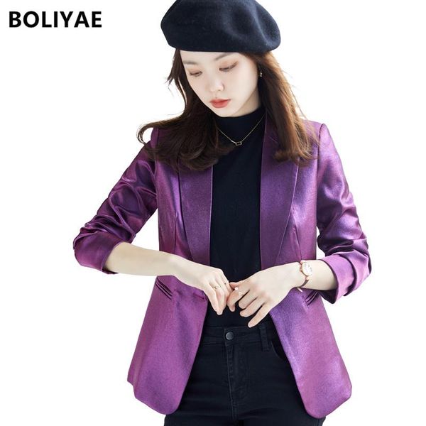 women's suits & blazers boliyae 2021 women spring and autumn fashion blue blazer coat long sleeve female purple jacket outerwea, White;black
women's suits & blazers boliyae 2021 women spring and autumn fashion blue blazer coat long sleeve female purple jacket outerwea, White;black