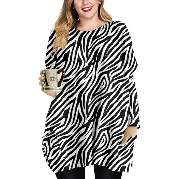 spring and autumn harajuku zebra pattern long pocket t-shirt oversized female elements round neck dress, Black;gray
spring and autumn harajuku zebra pattern long pocket t-shirt oversized female elements round neck dress, Black;gray