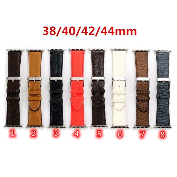 luxury designer leather watch strap 42mm 38mm 40mm 44mm 41mm iwatch 2 3 4 5 7 se bands bracelet fashion stripes watchband soft