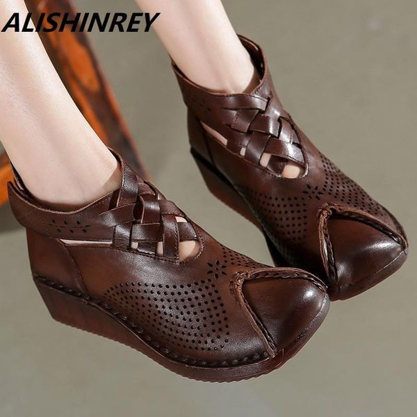 boots alishinrey summer women casual ankle genuine leather cut-outs retro handmade women's shoes wedges, Black
boots alishinrey summer women casual ankle genuine leather cut-outs retro handmade women's shoes wedges, Black