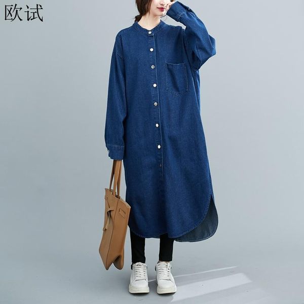 women's trench coats spring autumn women long sleeve irregular jeans shirt dress woman denim coat ladies arrival femme 2021, Tan;black
women's trench coats spring autumn women long sleeve irregular jeans shirt dress woman denim coat ladies arrival femme 2021, Tan;black