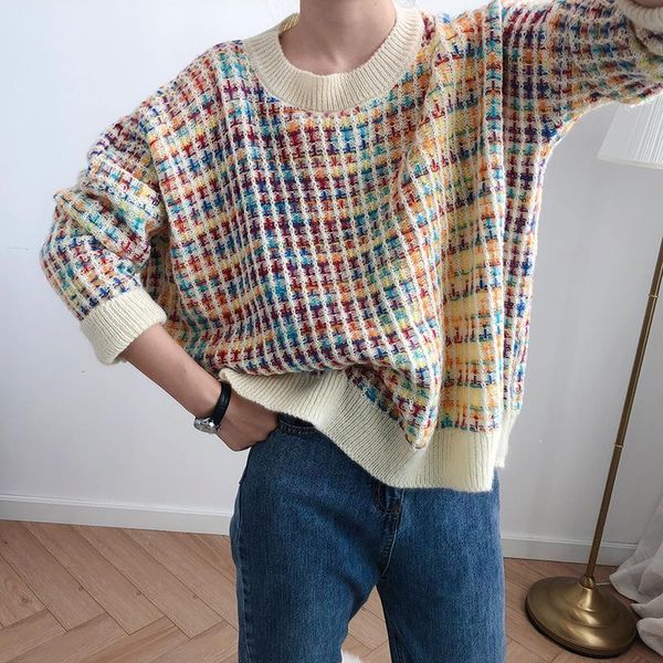 women's sweaters 2021 women sweet sweater rainbow lazy knitting loose jumper autumn winter korean yellow grey pullover top, White;black
women's sweaters 2021 women sweet sweater rainbow lazy knitting loose jumper autumn winter korean yellow grey pullover top, White;black