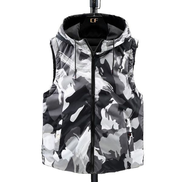 men's vests winter reversible hooded sleeveless jackets stylish camouflage vest plus size 5xl double side windproof warm waistcoat, Black;white
men's vests winter reversible hooded sleeveless jackets stylish camouflage vest plus size 5xl double side windproof warm waistcoat, Black;white